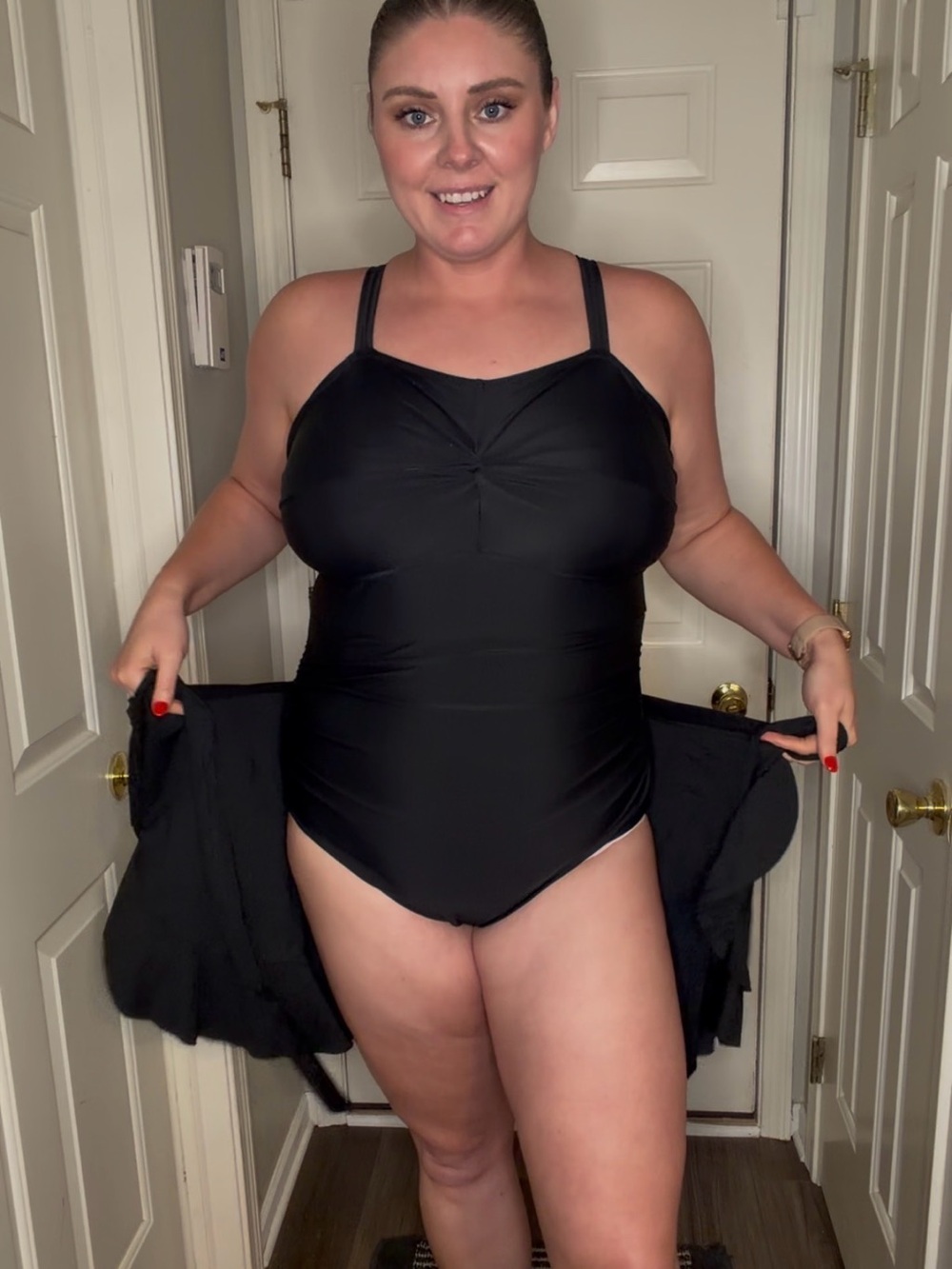 BloomChic Black One-Piece Swimsuit with Matching Sarong